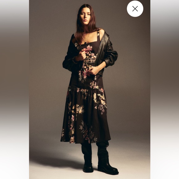H&M Black Floral Linen Dress - Picture 3 of 4